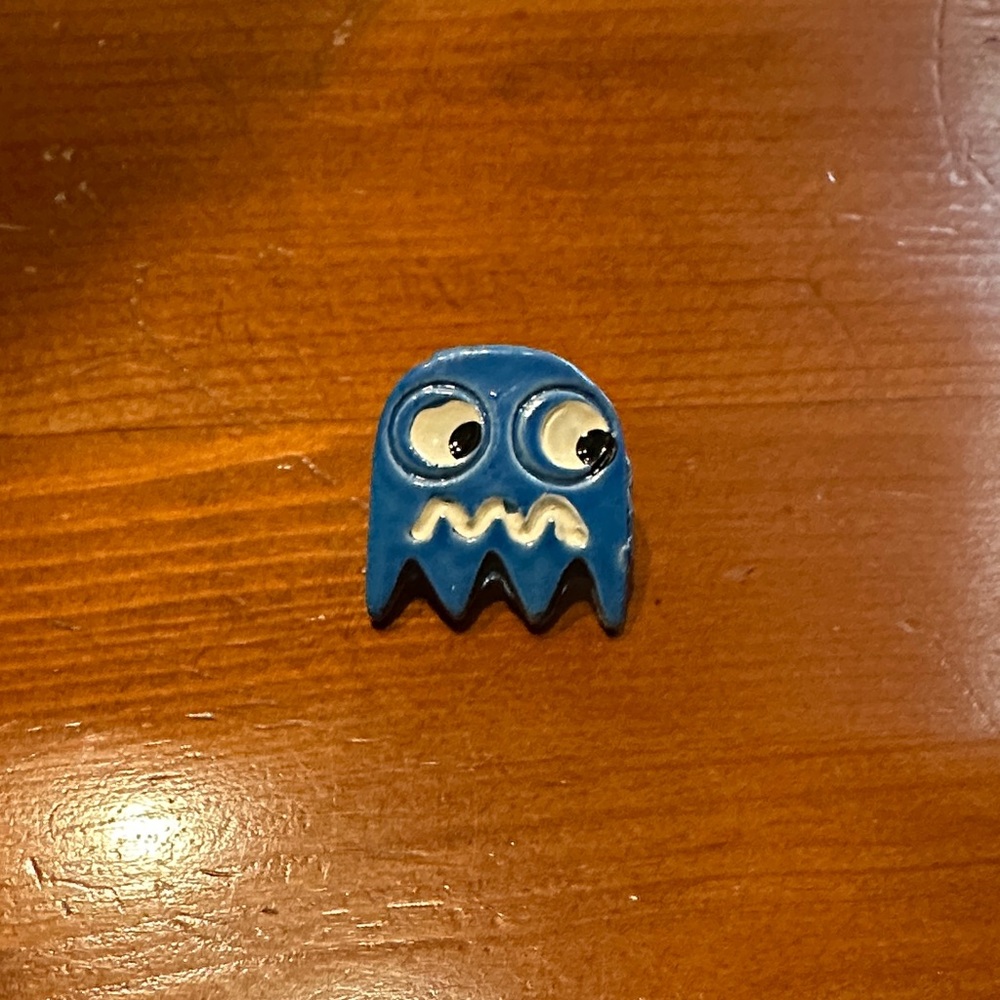 Vintage PacMan Blue Ghost Blinky enamel pin